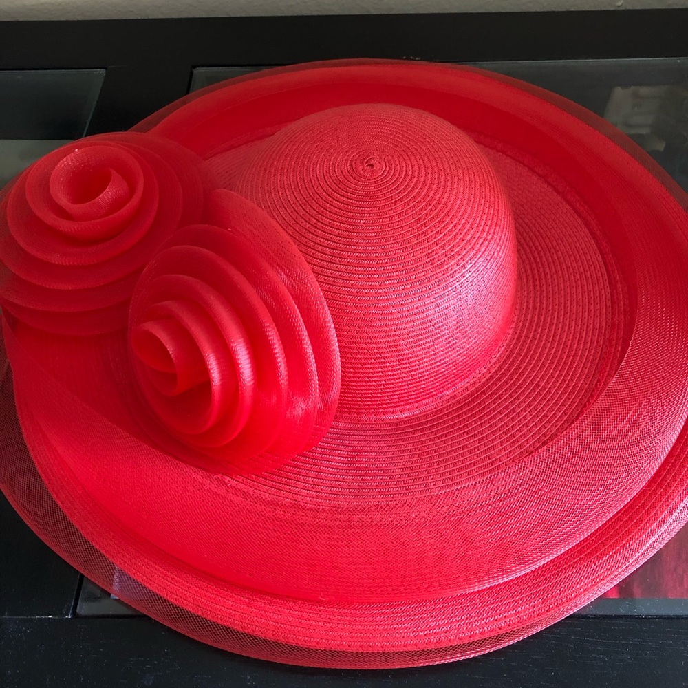 ✨ Vintage huge hot pink 3D floral sun hat ✨